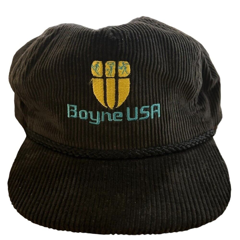 Vintage Imperial “Boyne USA” Strap back Hat Black Corduroy One Size